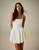 Bershka Rustic Corset Mini Dress In White