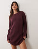 Miss Selfridge Knit Rib Cosy Mini Dress In Plum