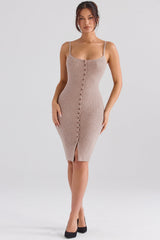 beige cashmere knit midi dress - sale