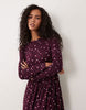 Wednesday'S Girl Smudge Spot Midaxi Dress In Dark Purple