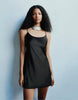 Pull&Bear Short Satin Strappy Dress In Black