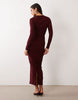 Ruched & Ready Sculpted Cut Out Gold Hardware Detail Bodycon Maxi Dress In Plum