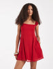 Hollister Square Neck Chiffon Mini Dress In Red
