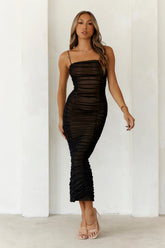 123 PROM Midnight Romance Mesh Midi Dress Black