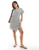 Vero Moda Mini Shirt Dress With Pockets In Khaki Stripe