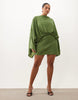 Curve Cape Sleeve Open Back Mini Dress With Tassels In Green