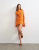 Topshop Flippy Hem Mini Dress With Pintucks In Orange Rust