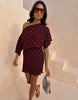 Never Fully Dressed Tilly Off Shoulder Plisse Mini Dress In Burgundy