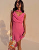 Never Fully Dressed Sophie Chiffon Cowl Neck Scarf Detail Mini Dress In Pink