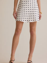 Maeve Polka Dot Satin Mini Skirt