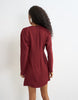 Topshop Long Sleeve Tuck Side Mini Dress In Burgundy