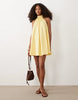 Tie Back Detail Mini Dress In Yellow