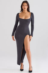 charcoal cashmere knit maxi dress - sale