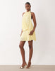 Mesh Draped Halter Mini Dress In Lemon