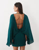 Premium Batwing Mini Dress With Ruched Skirt In Teal