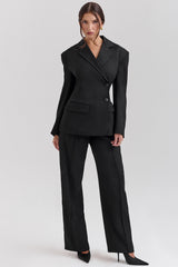 black wide leg high waist tailored trousers