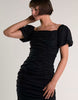 Glamorous Ruched Bardot Mini Dress In Black