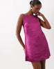 Satin Cami Shift Mini Dress In Berry