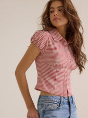 Bonnie Gingham Button Up Top
