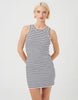 Brave Soul Striped Ribbed Sleeveless Mini Dress In White