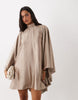 The Dolls House Circa Lorena Premium High Neck Open Back Floaty Mini Dress In Mink