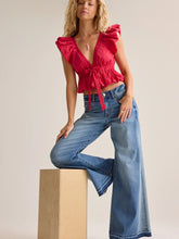Micah Poplin Tie Front Top
