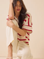 Dylan Striped V-Neck Top