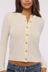ivory wool + cashmere floral embroidered cardigan