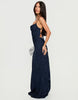 Princess Polly Celena Floral Devore Tie Back Corset Detail Maxi Dress In Navy