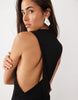 Sleeveless High Neck Maxi Dress With Twist Back Detail In Black