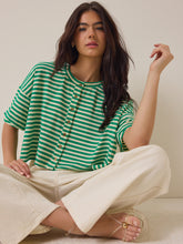 Keaton Button-Up Stripe Top