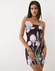 Jw Pei Iris 3D Floral Structured Bandeau Mini Dress In Plum