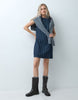 Gap Sleeveless Suede Mini Dress In Dark Wash Stripe