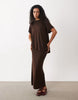 Modal Short Sleeve With Cape Layer Maxi Dress In Brown