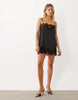 Kat The Label Olivia Satin Lace Slip Dress In Black