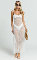 Safiya Midi Dress - Sweetheart Lace A Line Dress With Slip in White