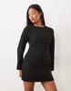 Vero Moda Petite Long Sleeve Button Cuff Detail Mini Dress In Black