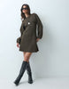 Nipped Waist Mini Dress In Chocolate