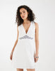 Motel Chandler Blossom Embroidered Mini Dress In White