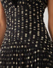 Lace & Beads Tulle Velvet Trim Plunge Neck Tiered Maxi Dress In Black Polka Dot