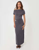 Threadbare Off Shoulder Draped Jersey Maxi Dress In Charcoal Grey