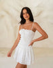 Aria Cove Shirred Tie Front Detail Mini Dress In White