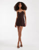 Motel Gustin Flower Cut Out Mini Dress In Bitter Chocolate