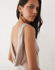 Satin Cowl Back Maxi Dress In Mushroom