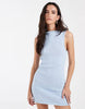 Knitted Cotton Blend Shift Dress In Light Blue