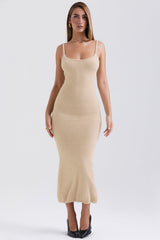 beige soft fluffy knit maxi dress - sale