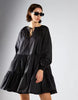 Glamorous Long Sleeve Smock Dress In Black Cotton
