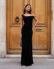 Twist Shoulder With Lace Up Back Maxi Dress In Black
