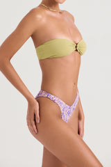 violet floral ruched bikini bottom