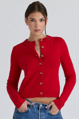 red cashmere + merino wool cardigan